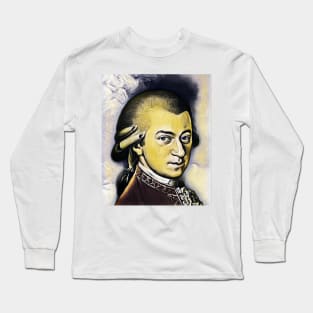 Wolfgang Amadeus Mozart Yellow Portrait | Wolfgang Amadeus Mozart Artwork 9 Long Sleeve T-Shirt